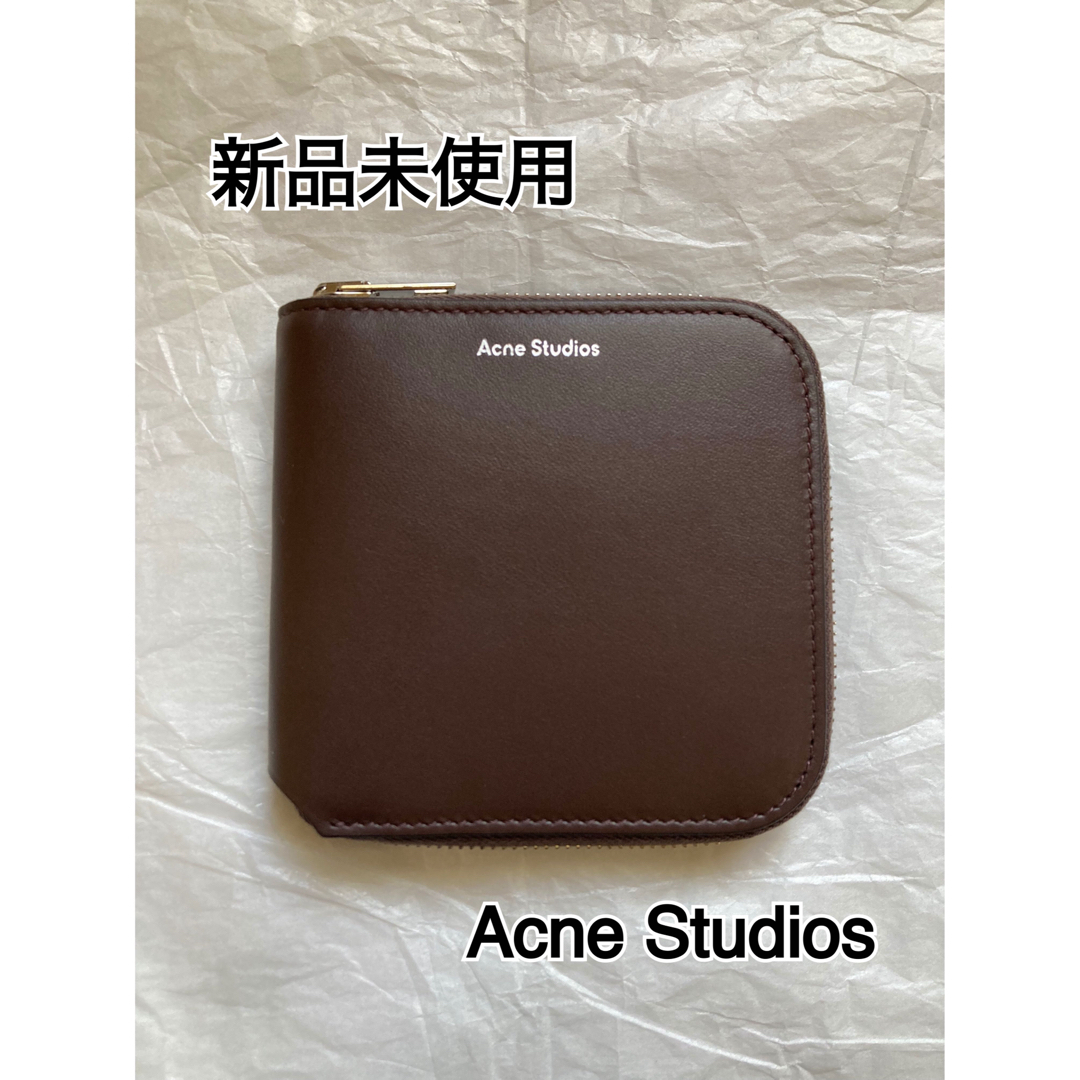 【新品未使用】Acne Studious 二つ折り財布　本革　ダークブラウン素材