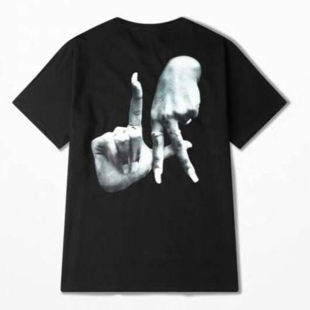写実的デザイン　Tシャツ　メンズ　hand LA ロサンゼルス　手文字　写真