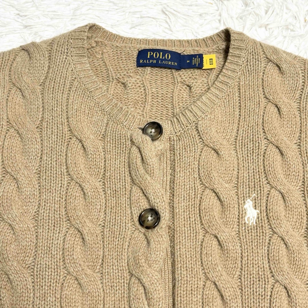 POLO RALPH LAUREN(ポロラルフローレン)の【美品】ポロラルフローレン ケーブルニット カーディガン カシミヤ混 M レディースのトップス(カーディガン)の商品写真