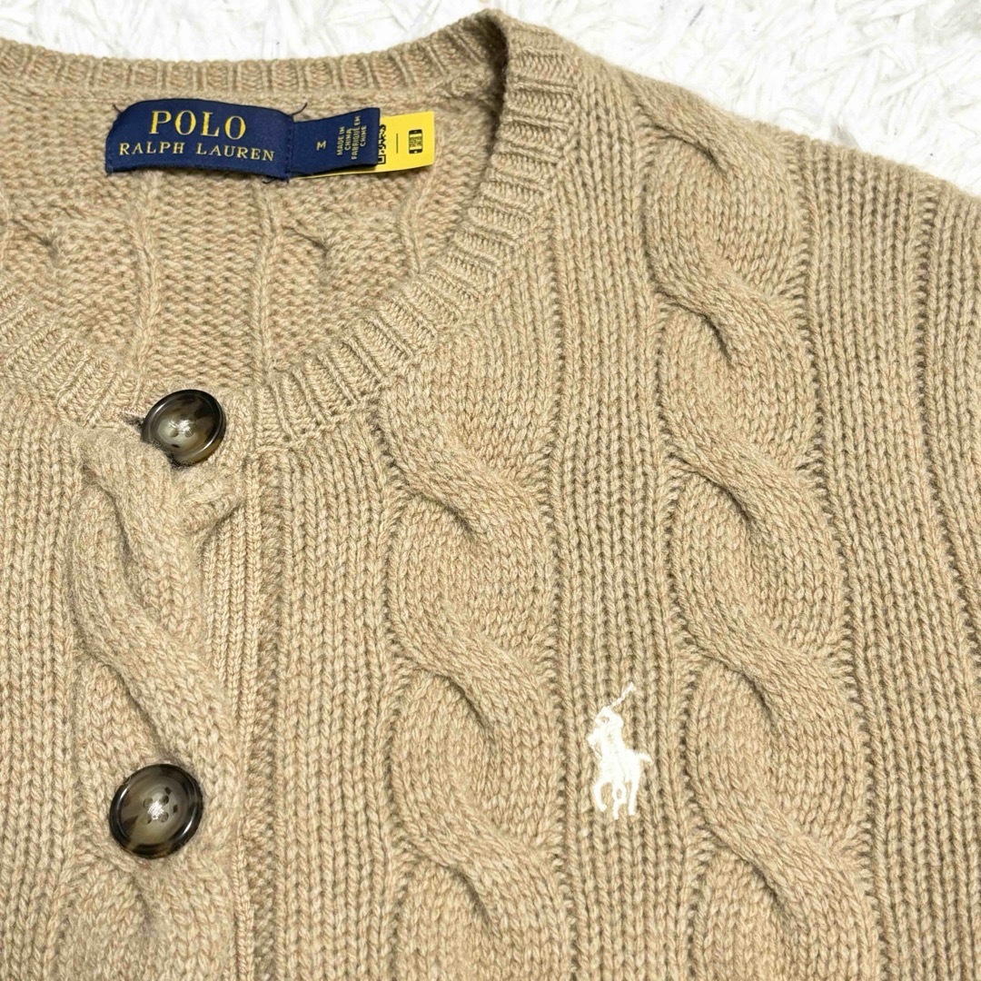 POLO RALPH LAUREN(ポロラルフローレン)の【美品】ポロラルフローレン ケーブルニット カーディガン カシミヤ混 M レディースのトップス(カーディガン)の商品写真