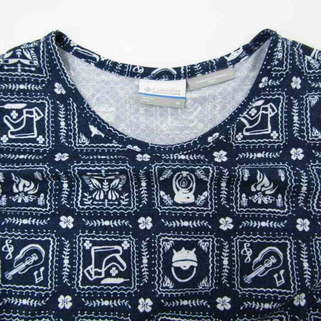 Columbia(コロンビア)のコロンビア Tシャツ 半袖 総柄 トップス アウトドア トレッキング レディース Mサイズ ネイビー Columbia レディースのトップス(Tシャツ(半袖/袖なし))の商品写真