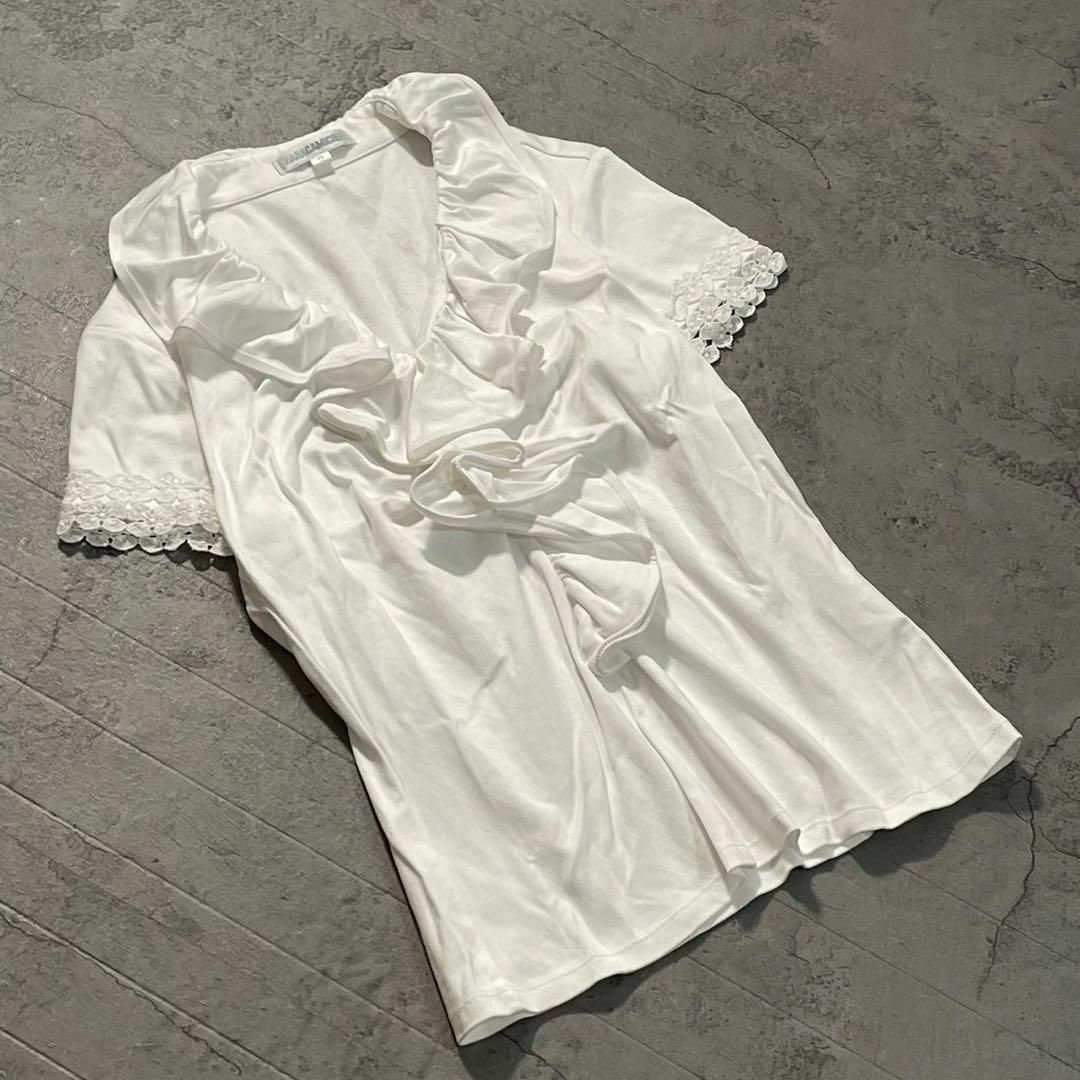 新品 NARACAMICIE ナラカミーチェ ホワイト 半袖 フリルシャツ 0