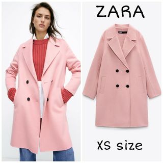 ZARA　ウールブレンドマスキュリンコート　XSサイズ　ピンク