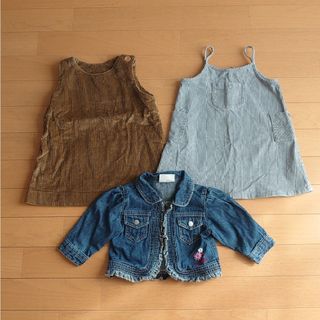 プチバトー(PETIT BATEAU)の【80cmまとめ売り】女の子 秋物 冬物 ワンピース ジャケット／3着セット(ワンピース)