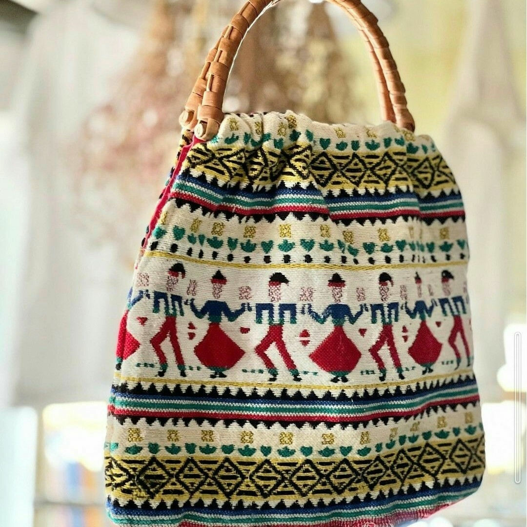 【送料無料・60'S Vintage】HAND WOVEN FABRIC BAG