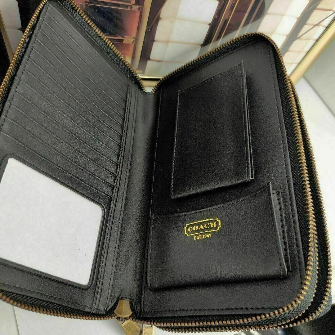 セールCOACH/コーチ長財布 ダブルジップ F93240 ブラウンメンズ