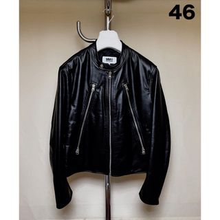 マルタンマルジェラ(Maison Martin Margiela)の新品 46 22ss MM6 マルジェラ 八の字ライダース 黒 5443(ライダースジャケット)