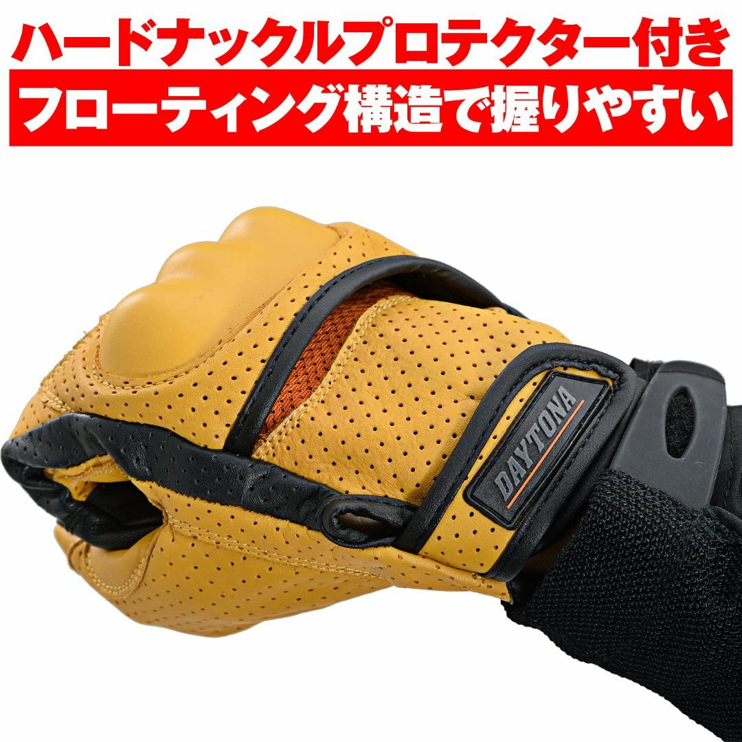 【色: イエロー】デイトナDaytona バイク用 グローブ 春夏秋 本革牛革 2