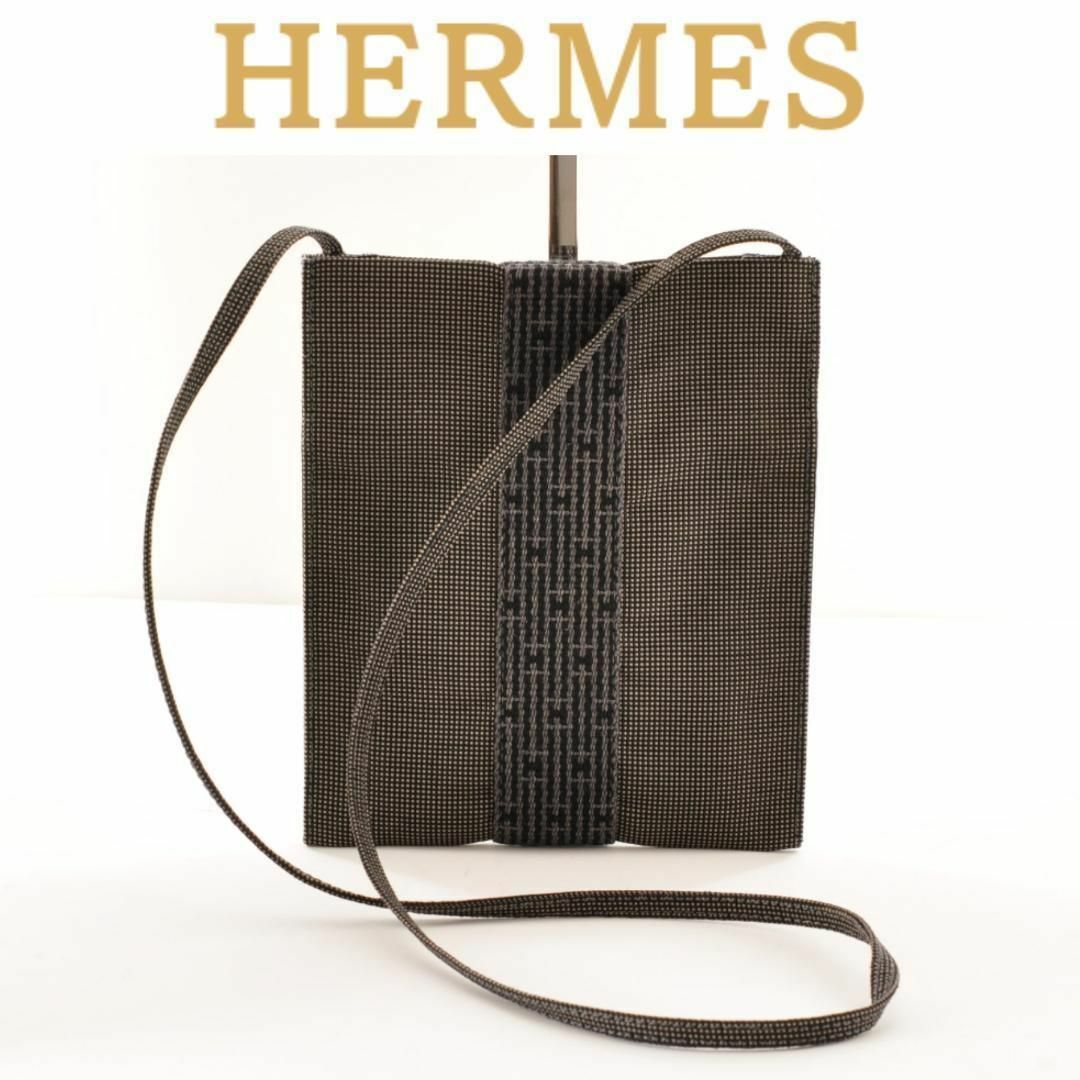 HERMES エルメス 【極上品】 エールライン キャンバス ポシェット バッグ-