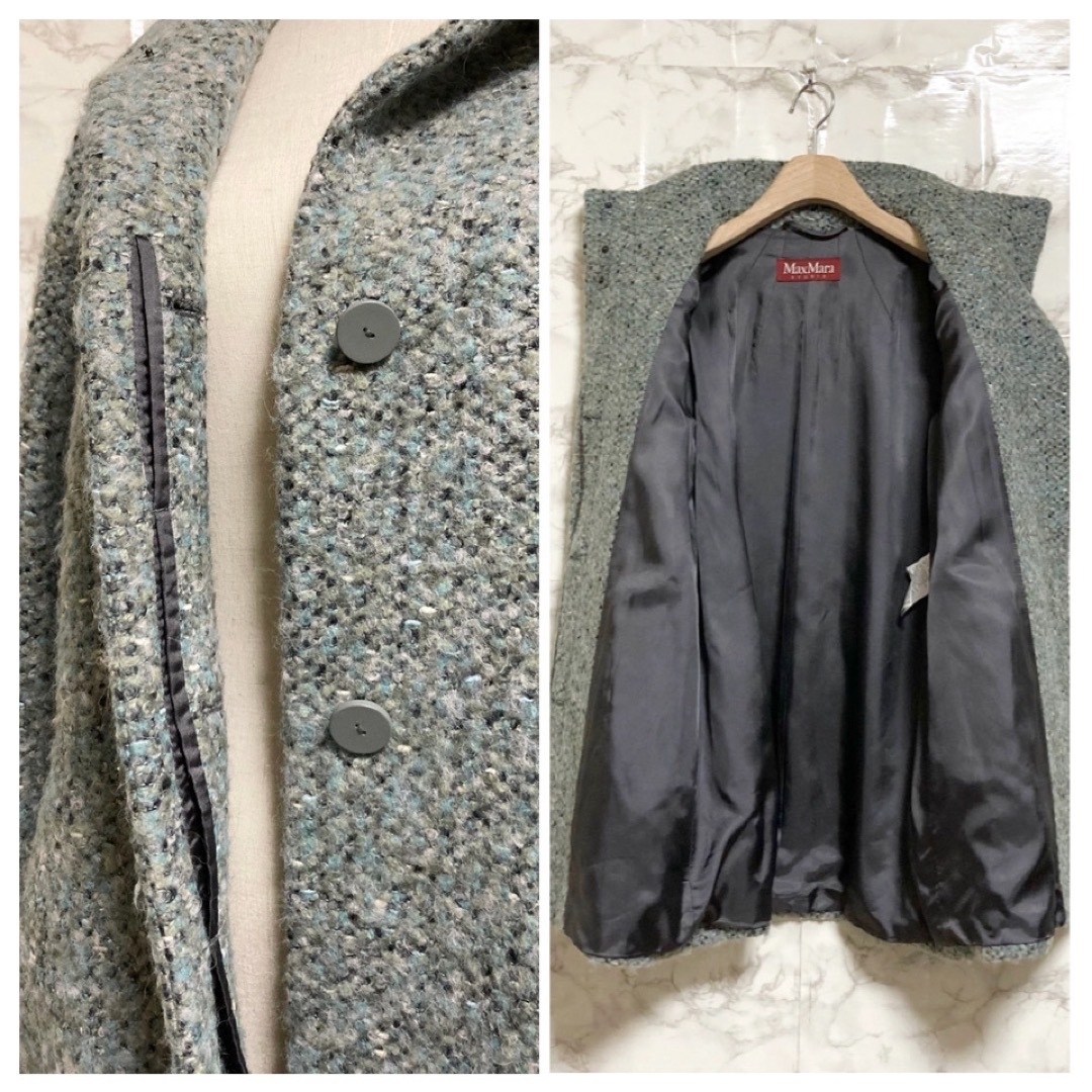 Max Mara(マックスマーラ)の【新品同様】Max Mara STUDIO スタンドカラーミックスツイードコート レディースのジャケット/アウター(ロングコート)の商品写真