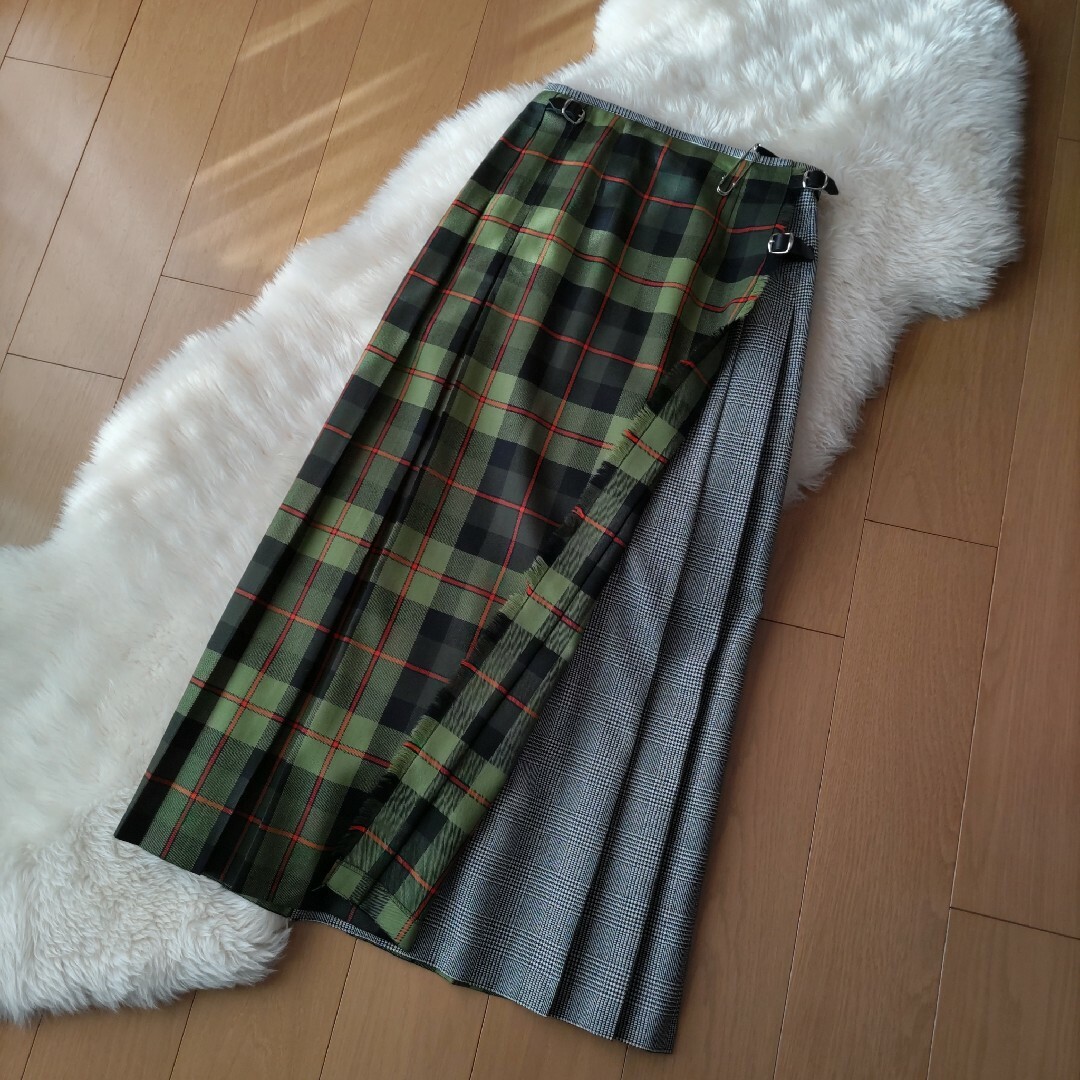 オニールオブダブリン♡GB10♡グリーン・グレンチェック♡コンビマキシスカート