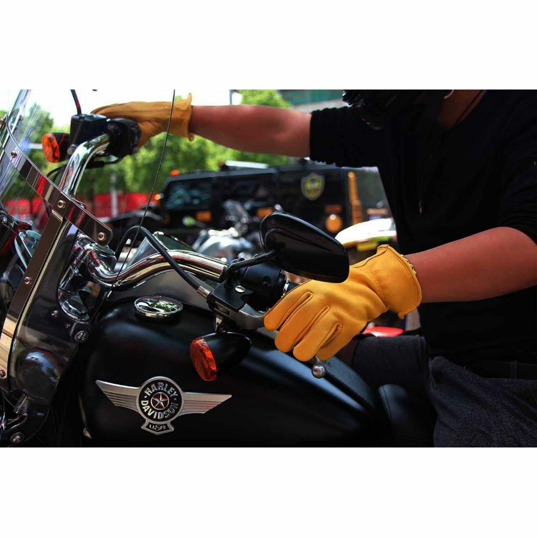OZERO バイクグローブ 鹿革本革 防水 革手袋 アウトドア オートバイ手袋 2