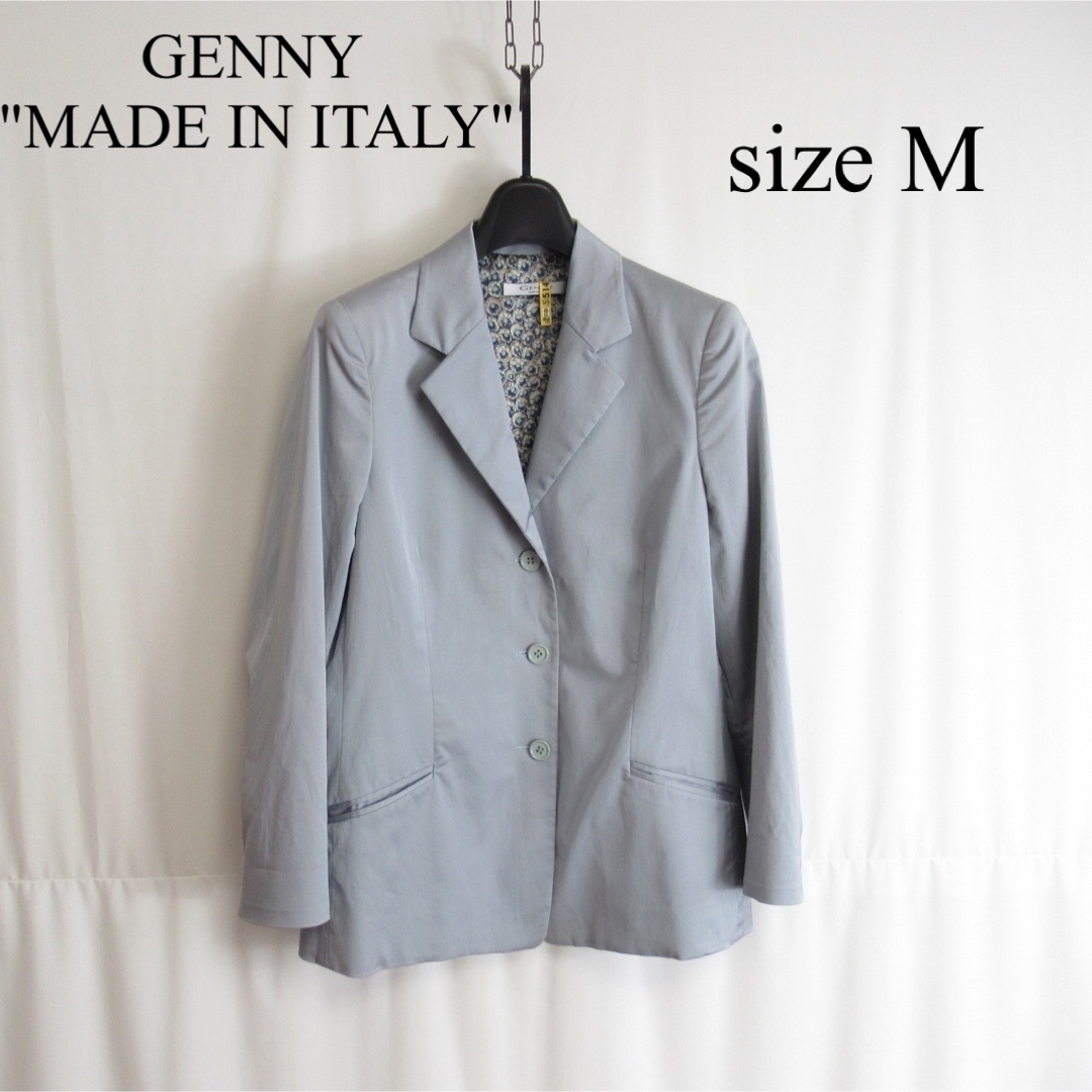GENNY コットン サテン テーラード ジャケット イタリア製 ブレザー M