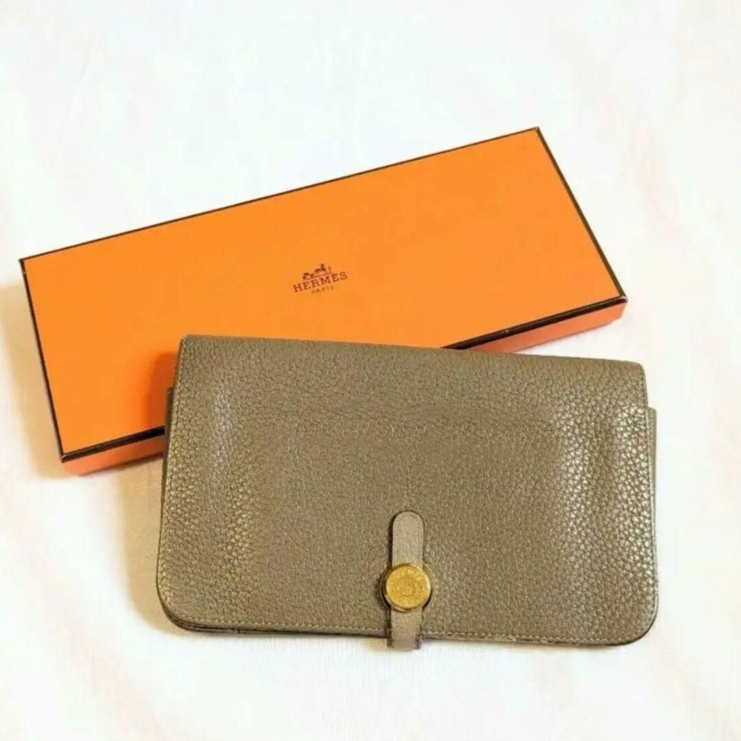 Hermes - HERMES エルメス ドゴン GM トゴ ゴールド金具 長財布