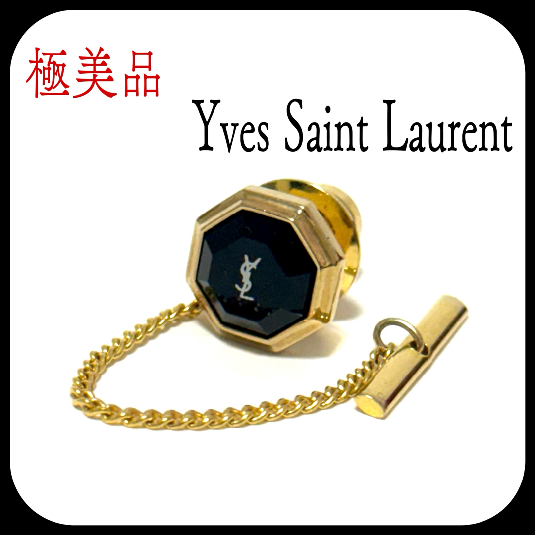 Yves Saint Laurent(イヴサンローラン)の極美品✨ イヴサンローラン ラペルピン ブラック ゴールド タイタック メンズのファッション小物(ネクタイピン)の商品写真