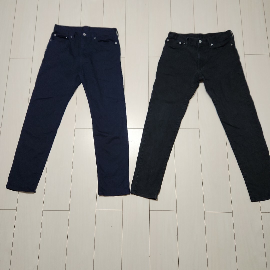 GU　ストレッチカラースリムパンツ　BLACK　NAVY　2本セット