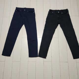 ジーユー(GU)のGU　ストレッチカラースリムパンツ　BLACK　NAVY　2本セット(その他)