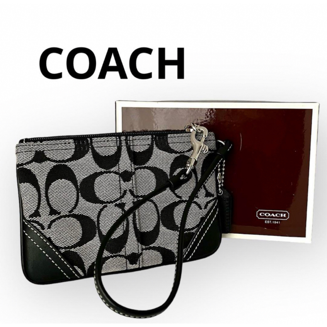 極美品❤︎COACHコーチ シグネチャーキャンバス×牛革 リストレット ブラック