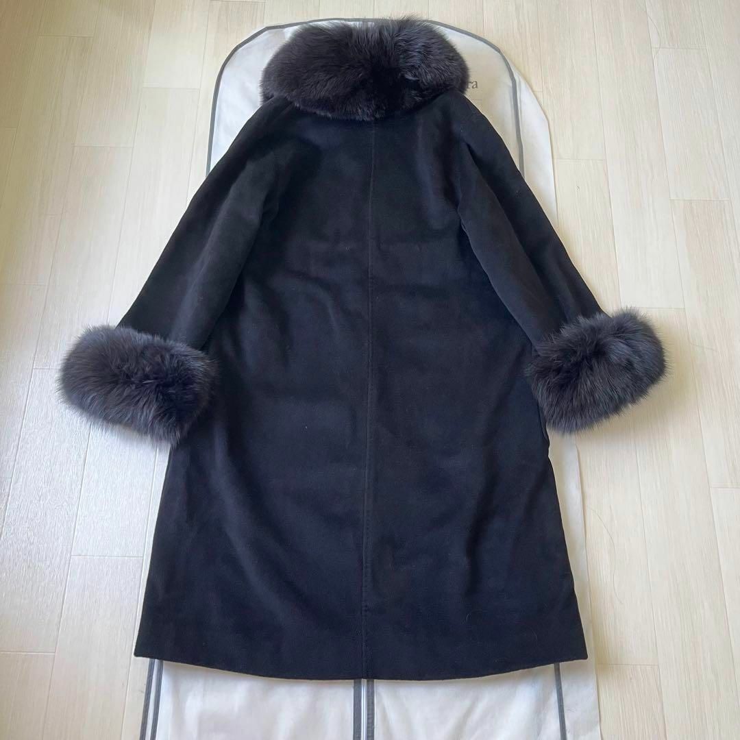 【美品】 Max Mara ロングコート カシミヤ アンゴラ 比翼 ブラック L