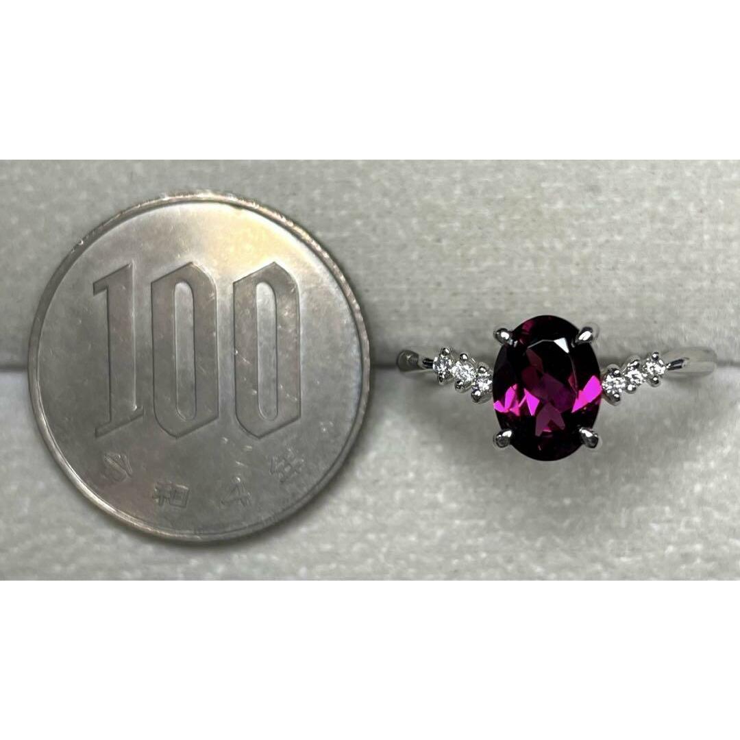 JJ102★高級 グレープガーネット1.54ct ダイヤ プラチナ リング ソ付