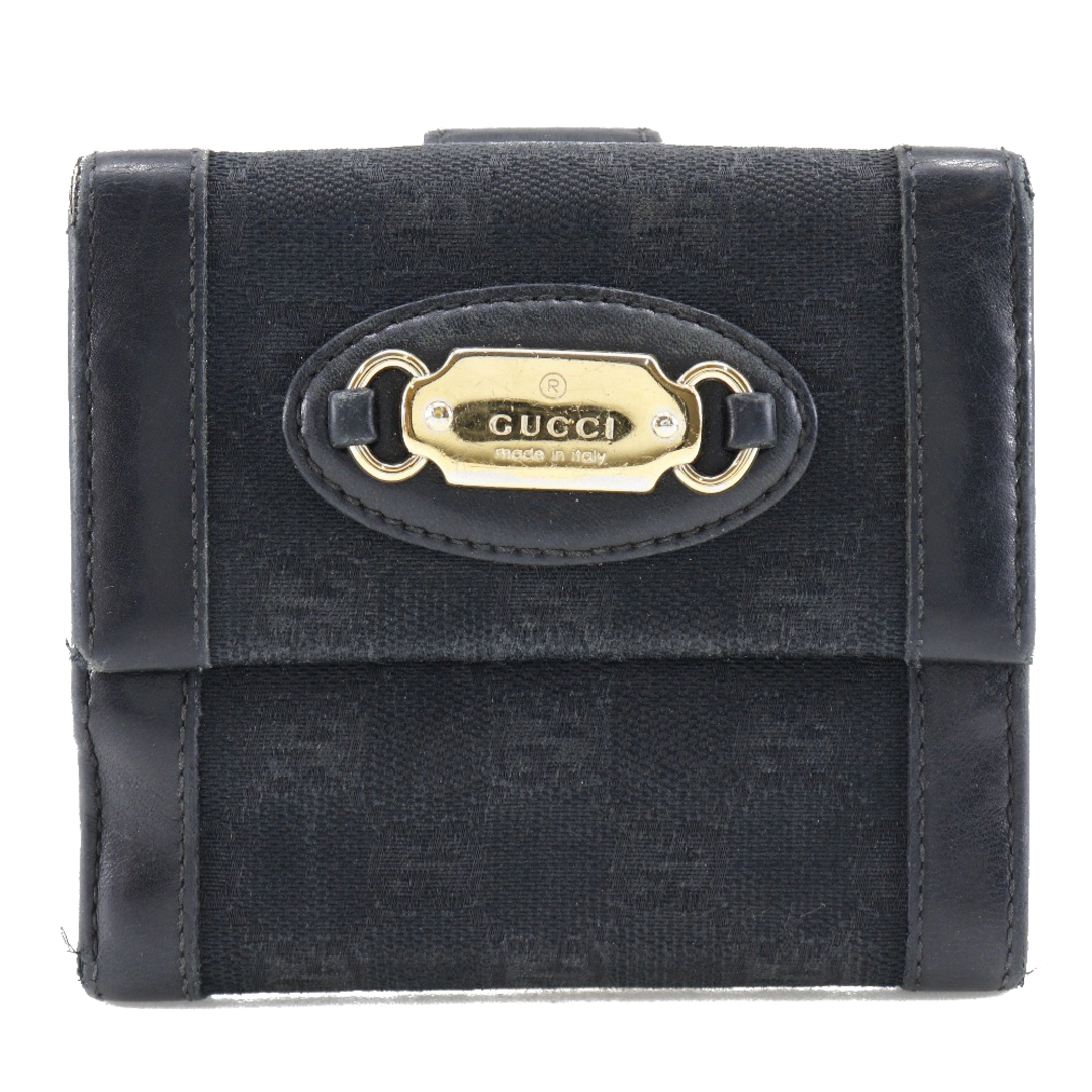 GUCCI】グッチ 145747 GGキャンバス 黒 レディース 二つ折り財布-