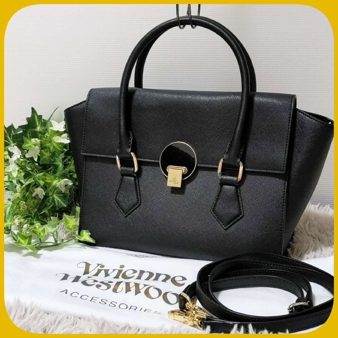 美品 Vivienne Westwood ハンド バッグ 2way 保存袋付 黒-