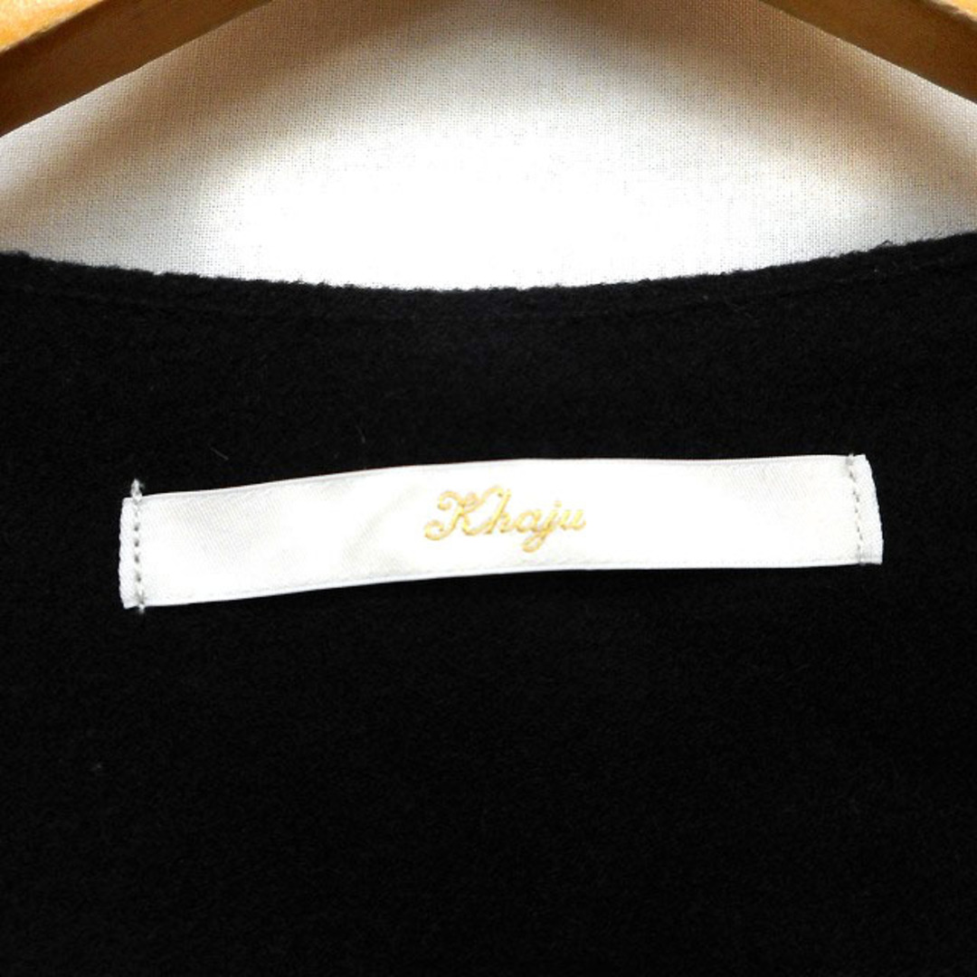 Khaju(カージュ)のカージュ カーディガン オープン ロング ウール混 無地 長袖 黒 ブラック  レディースのトップス(カーディガン)の商品写真