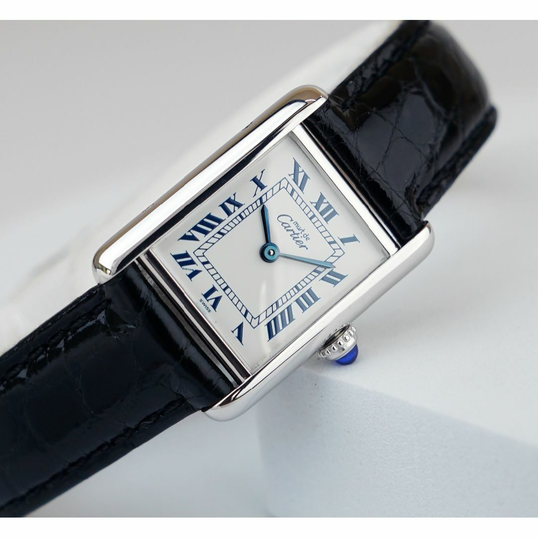 美品 カルティエ マスト タンク シルバー ブルーローマン SM Cartier