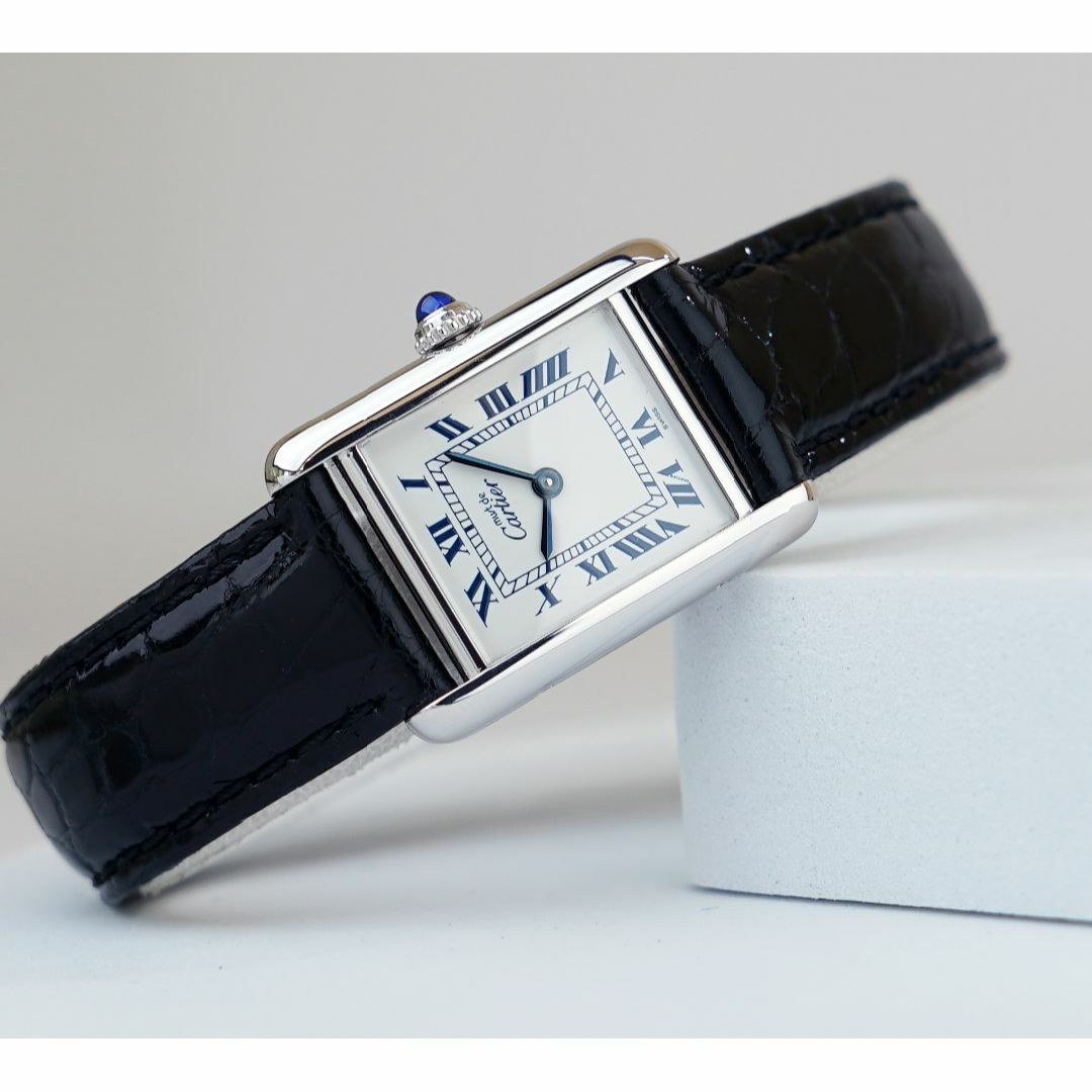 美品 カルティエ マスト タンク シルバー ブルーローマン SM Cartier