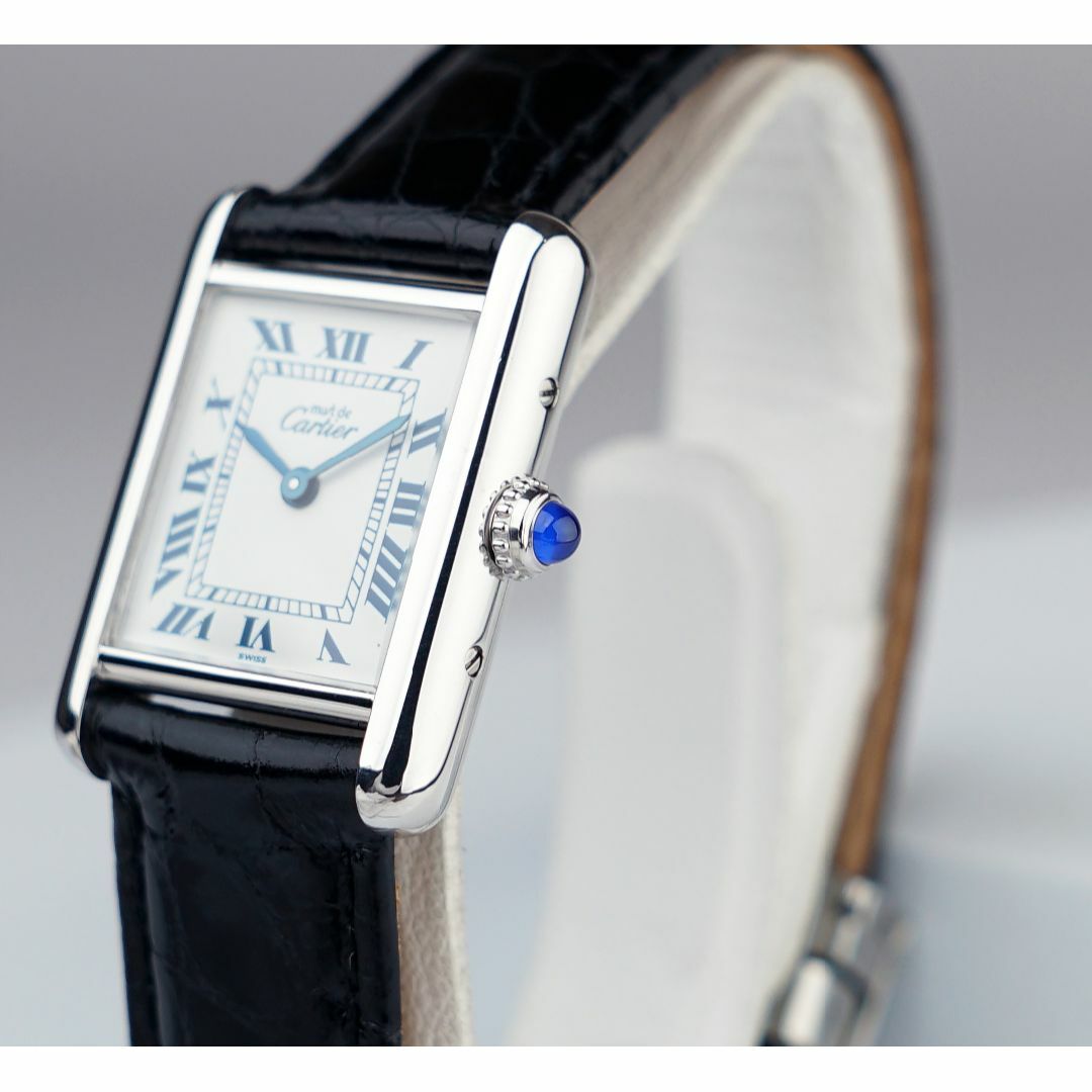 美品 カルティエ マスト シルバー ブルー ローマン SM Cartier - 腕時計