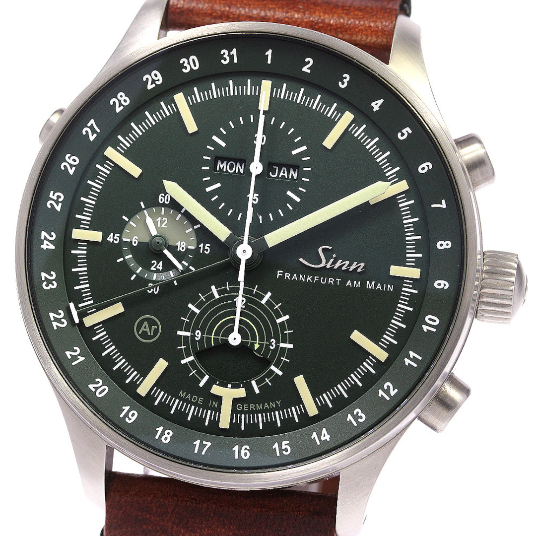 ジン Sinn 3006 ムーンライト表示 クロノグラフ トリプルカレンダー 自動巻き メンズ 極美品 箱・保証書付き_773300