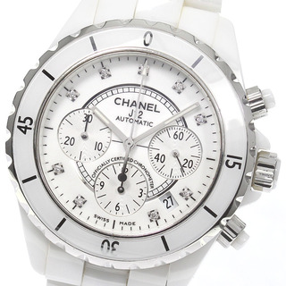 シャネル(CHANEL)のシャネル CHANEL H2009 J12 白セラミック 9Pダイヤ クロノグラフ 自動巻き メンズ _770527(腕時計(アナログ))