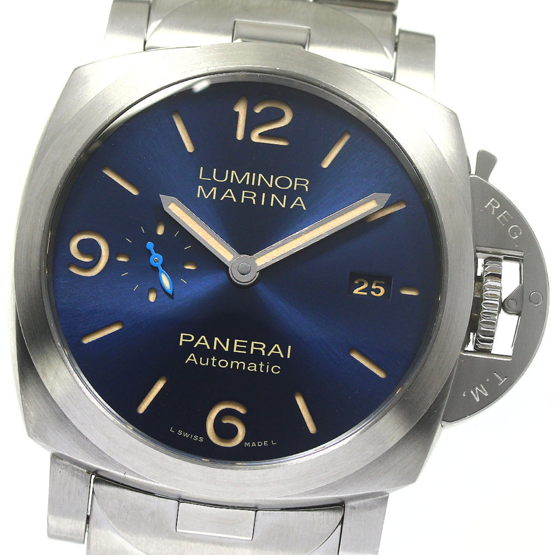 メーカー修理明細書ケースサイズパネライ PANERAI PAM01058 ルミノール マリーナ デイト スモールセコンド 自動巻き メンズ 良品 _753460