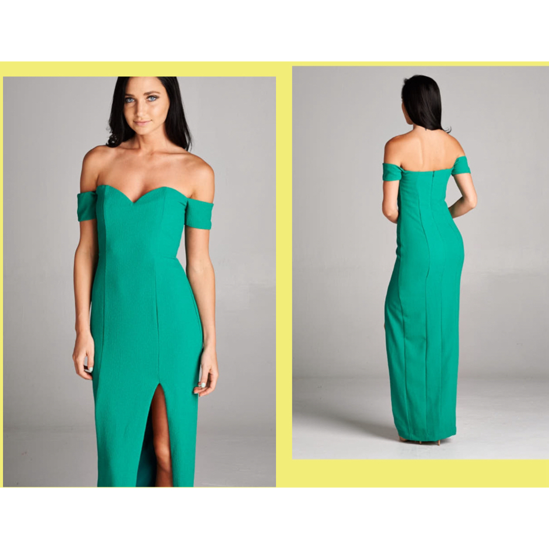 ZARA(ザラ)の新品 USAロングドレス GREEN S レディースのフォーマル/ドレス(ロングドレス)の商品写真