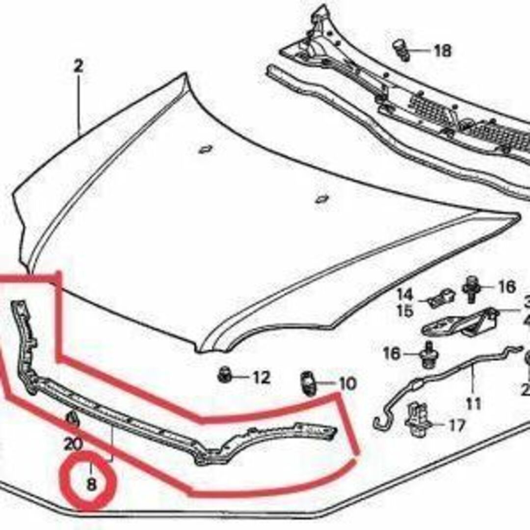 ホンダ 純正 シビック EK9 ラバー ボンネットシール EK2 EK3 EK4GF-EK3ML-2