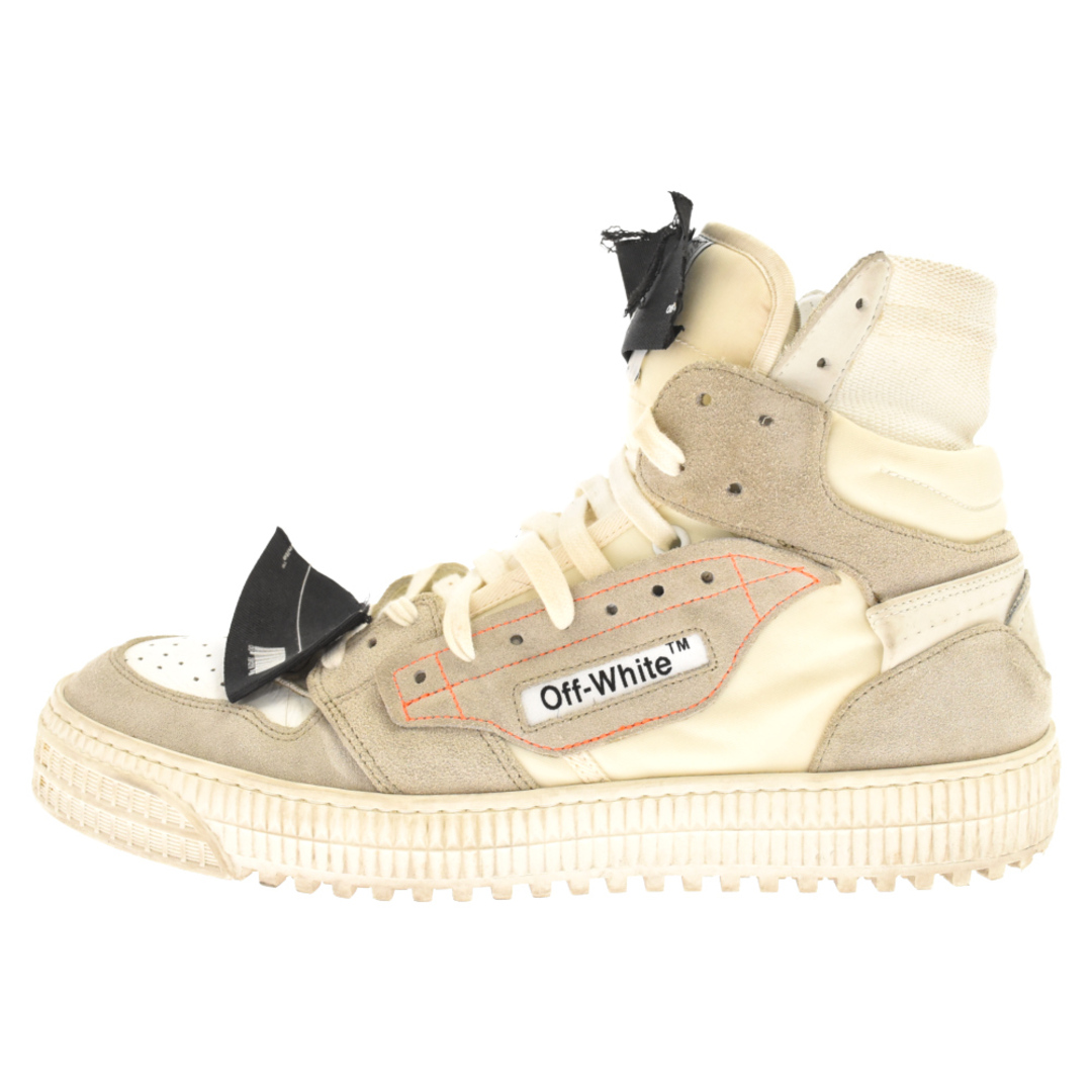 OFF-WHITE オフホワイト Off-court High-top Sneakers オフコート スウェードレザーレースアップハイカットスニーカー ホワイト グレー