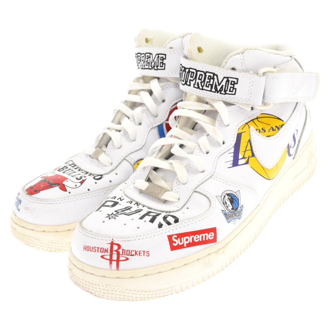 SUPREME シュプリーム NIKE 18SS NBA Teams Air Force 1 MID 07 シュプリーム  エアフォース1ミッドハイカットスニーカー ホワイト US9/27cm AQ8017-100