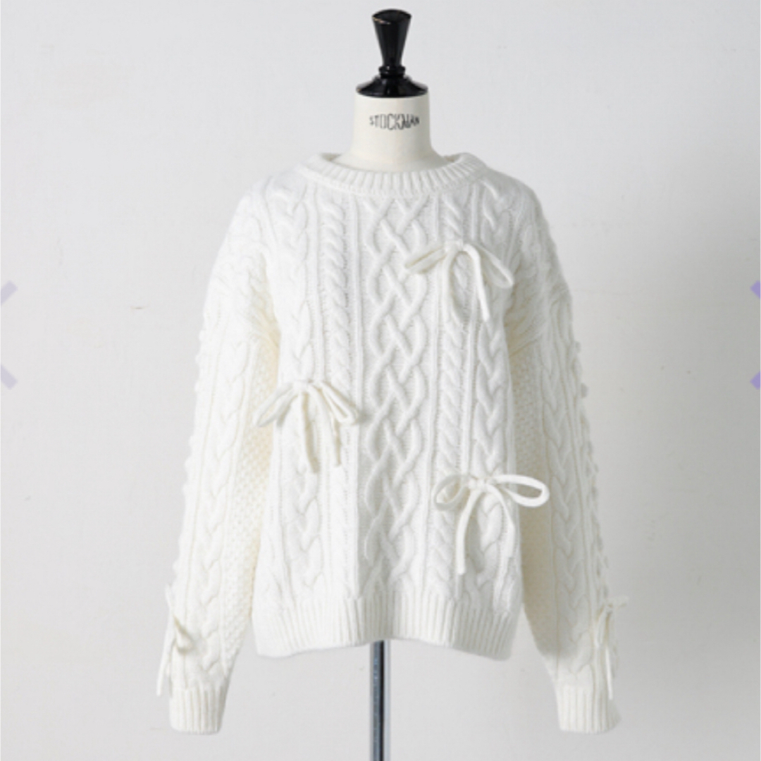 gypsohila ジプソフィア　Cable Ribbon Knit White