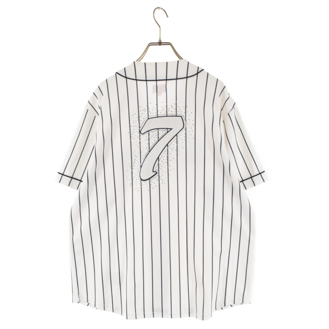 SUPREME シュプリーム 20SS Rhinestone Baseball Jersey ラインストーンベースボールジャージ  フロントロゴ刺繍デザイン ベースボールシャツ ホワイト