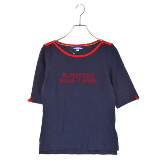 バーバリーブルーレーベル(BURBERRY BLUE LABEL)のBURBERRY BLUE LABEL バーバリーブルーレーベル ロゴプリント クルーネック カットソー 半袖 Tシャツ ネイビー E1P56-517-29(Tシャツ/カットソー(半袖/袖なし))