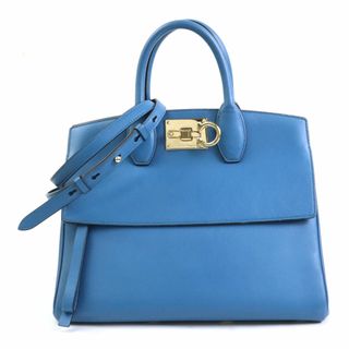 サルヴァトーレフェラガモ(Salvatore Ferragamo)のサルヴァトーレフェラガモ Salvatore Ferragamo ハンドバッグ ショルダーバッグ ガンチーニ レザー ダークブルー ゴールド レディース 送料無料【中古】 e57075g(ハンドバッグ)