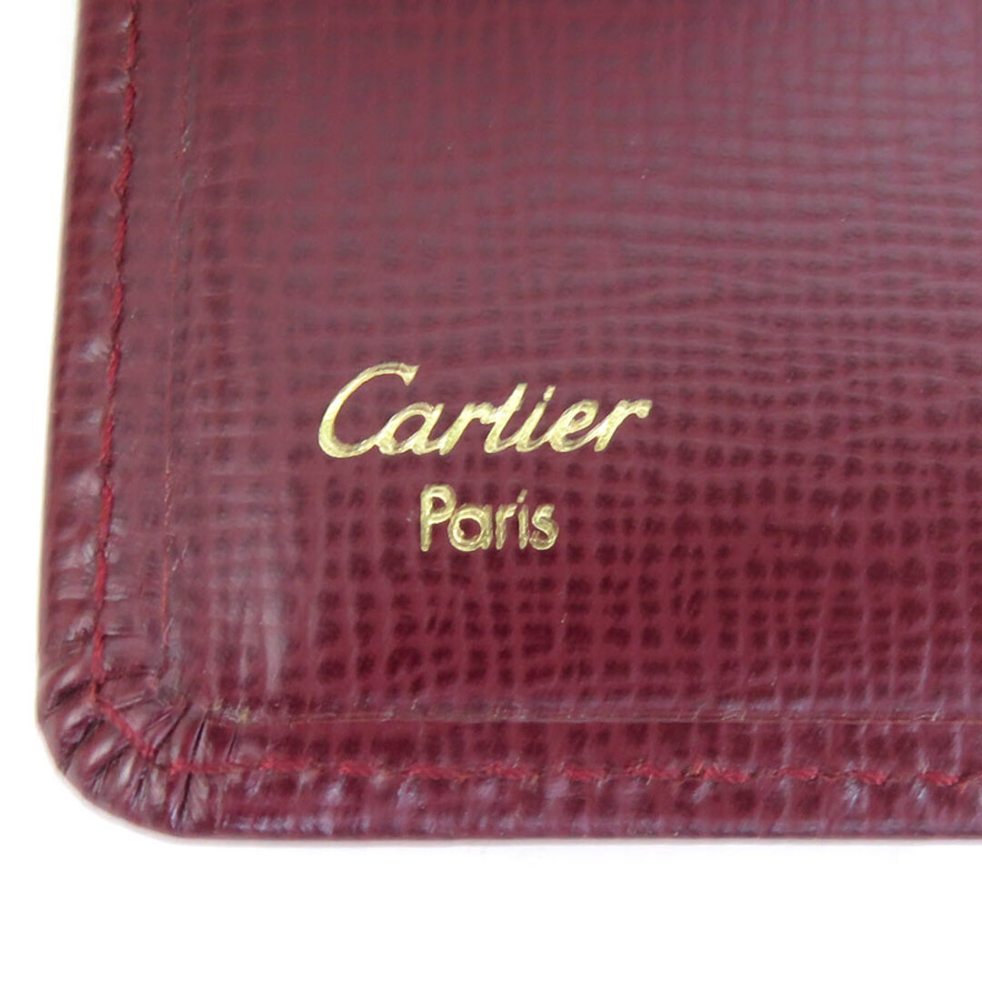 カルティエ CARTIER 三つ折り財布 レザー バーガンディ ゴールド ユニセックス 送料無料 e57082g