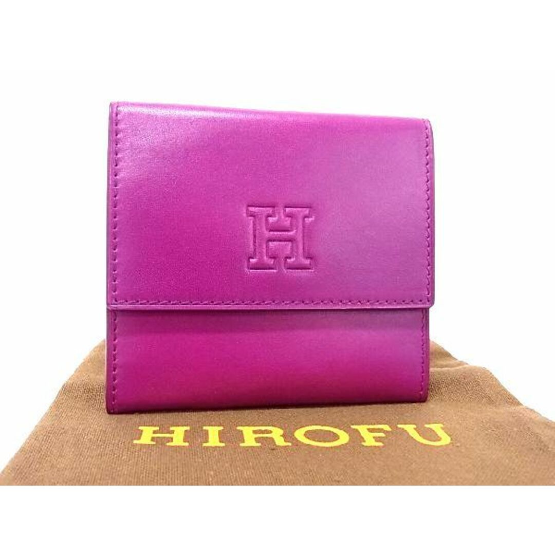 ■新品■未使用■ HIROFU ヒロフ レザー カードケース カード入れ ミニ財布 ウォレット レディース パープル系 BF2676