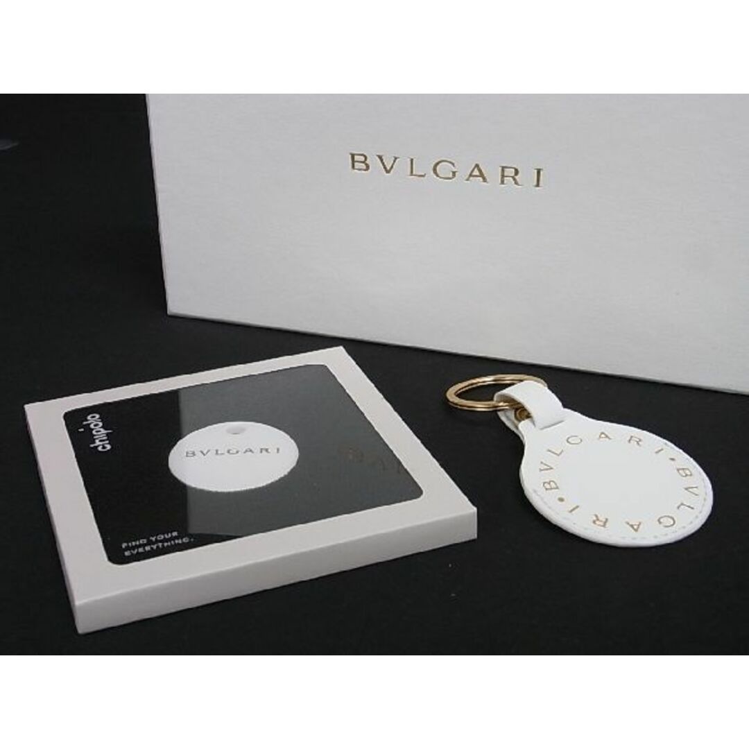 ■新品■未使用■ BVLGARI ブルガリ チポロ レザー エアタグ 紛失防止タグ キーリング キーホルダー ホワイト系 AQ7380