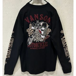 バンソン(VANSON)の＊VANSON×トムとジェリー バイク 刺繍 長袖 Tシャツ カットソー XL(Tシャツ/カットソー(七分/長袖))