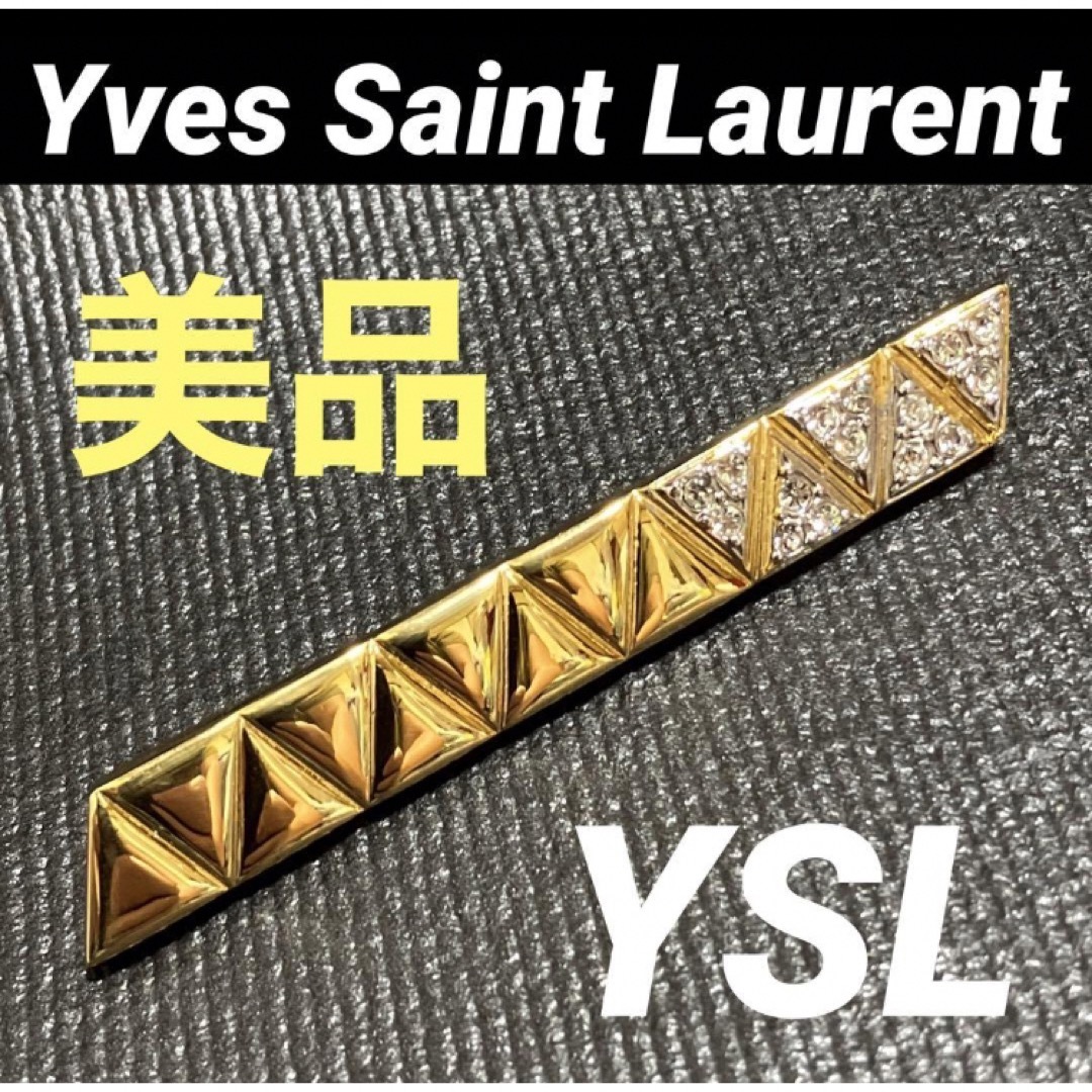 アクセサリー美品 Yves Saint Laurent イヴサンローラン バー ブローチ