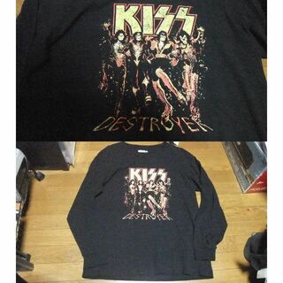 新品 kiss キス デストロイヤー ロンT ロング Tシャツ 4L 黒 バンド(Tシャツ/カットソー(七分/長袖))