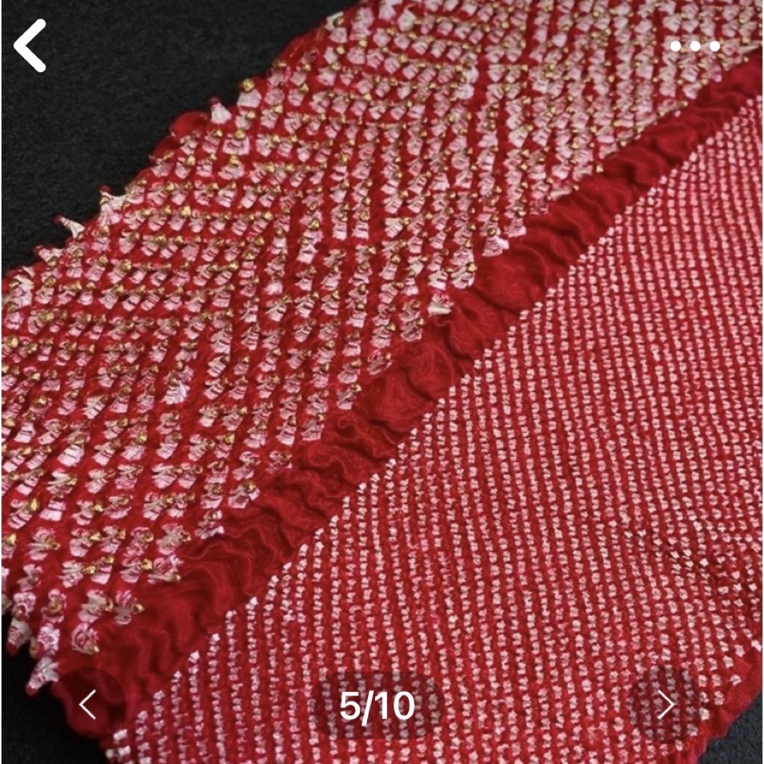 最高級　豪華　総絞り 帯揚げ 赤　金　振袖 絞り 正絹 成人式 卒業式　日本製  レディースの水着/浴衣(和装小物)の商品写真