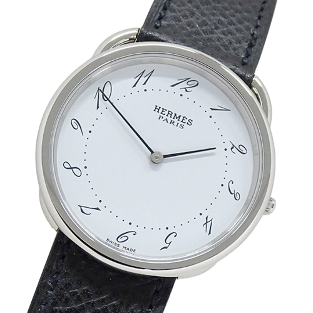 Hermes(エルメス)のエルメス HERMES 時計 メンズ ブランド アルソー クオーツ QZ ステンレス SS レザー AR4.710 シルバー ホワイト ブラック ラウンド 【中古】 メンズの時計(腕時計(アナログ))の商品写真