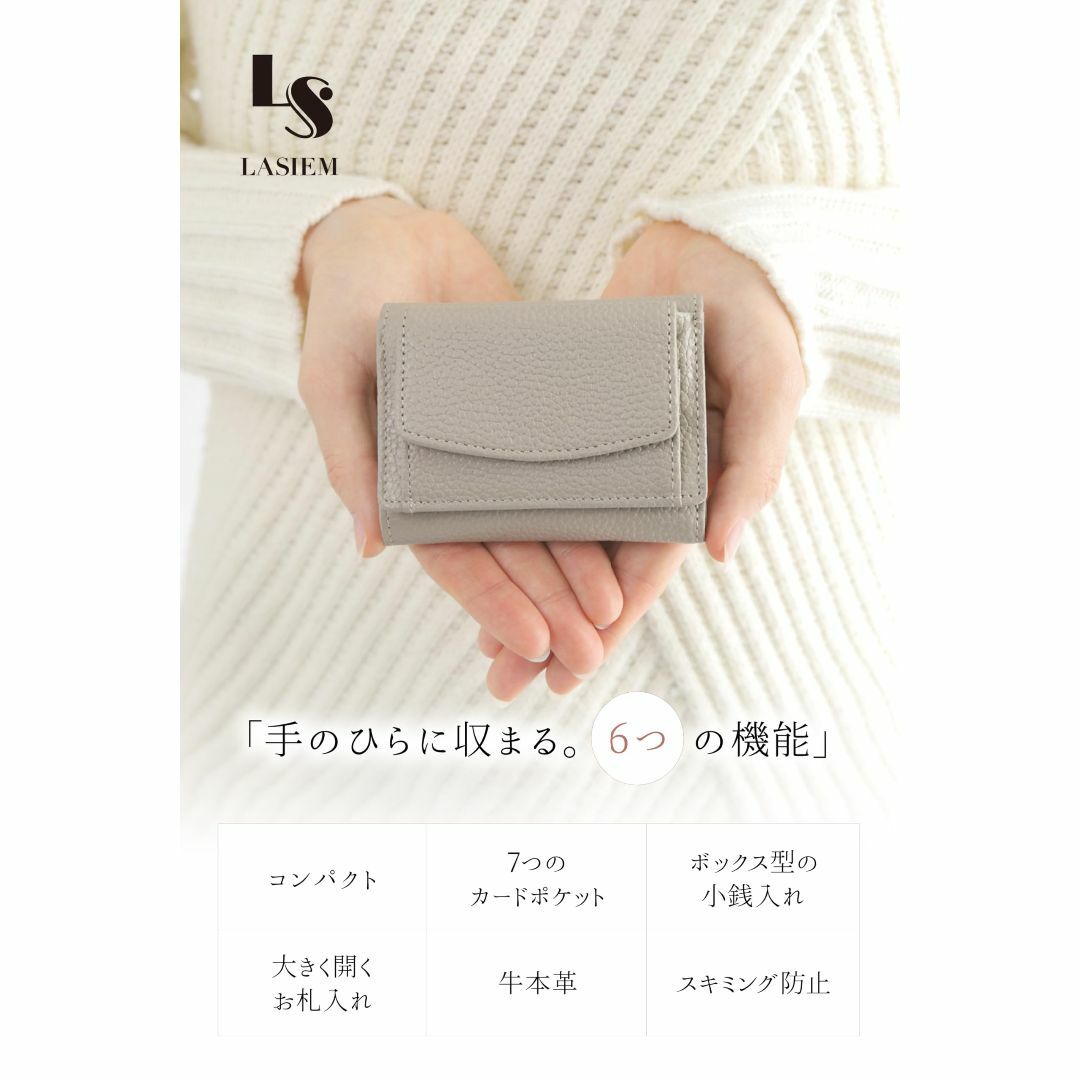 【色: ボタンなし/ベビーピンク】LASIEMラシエム ミニ財布 三つ折り財布 1